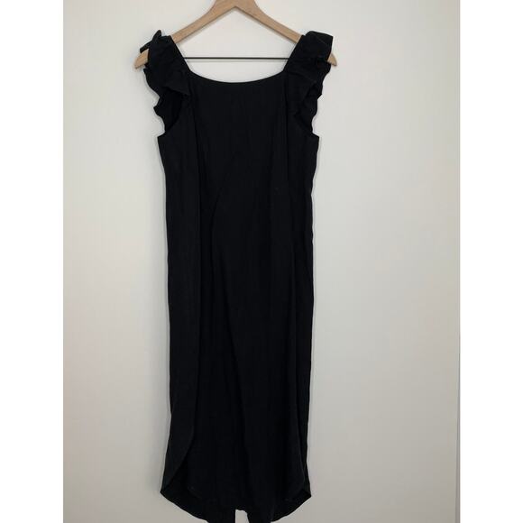 Hatch Collection Jenna Ruffle Button Front Midi Dress Black Maternity New Small - Picture 4 of 16